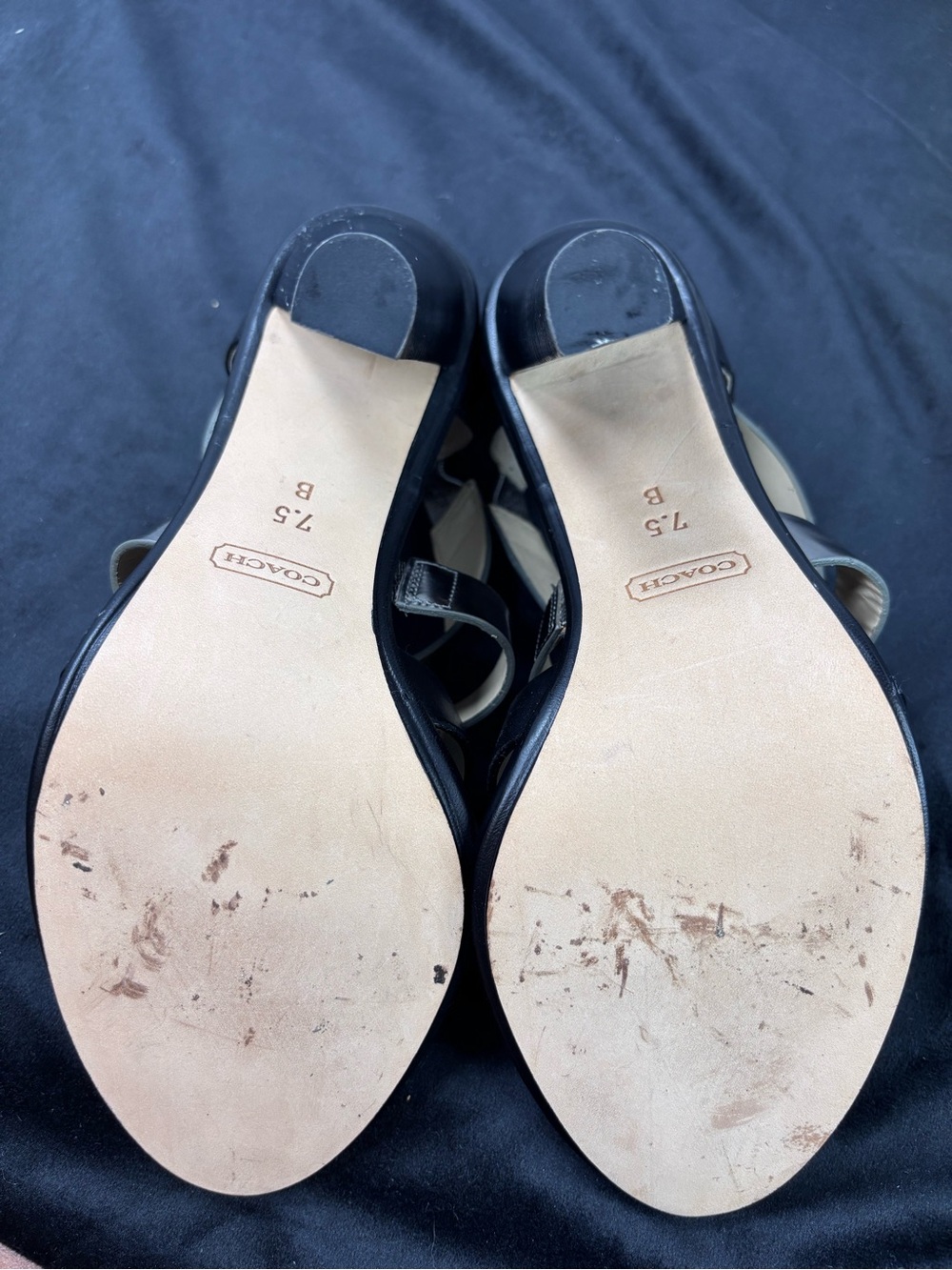 Coach Jody Cage Sandals Black Leather & Snakeskin Print High Heel Sandals Sz 7.5 - Picture 7 of 8